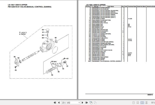 Tadano Crane LS 106 1 00015 Upper Parts Catalog 2