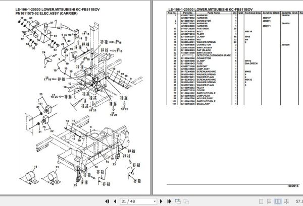 Tadano Crane LS 106 1 20500 Lower Mitsubishi KC FB511BOV Parts Catalog 2