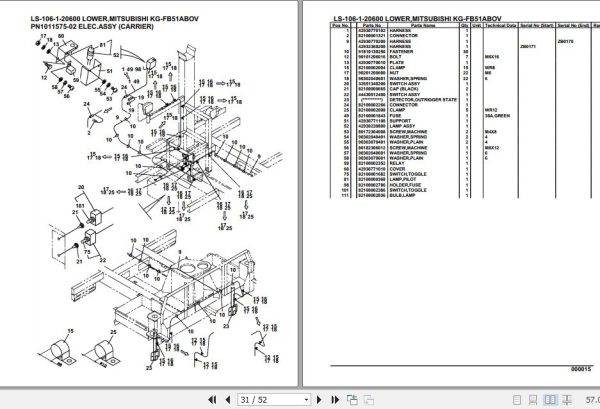 Tadano Crane LS 106 1 20600 Lower Mitsubishi KG FB51ABOV Parts Catalog 2