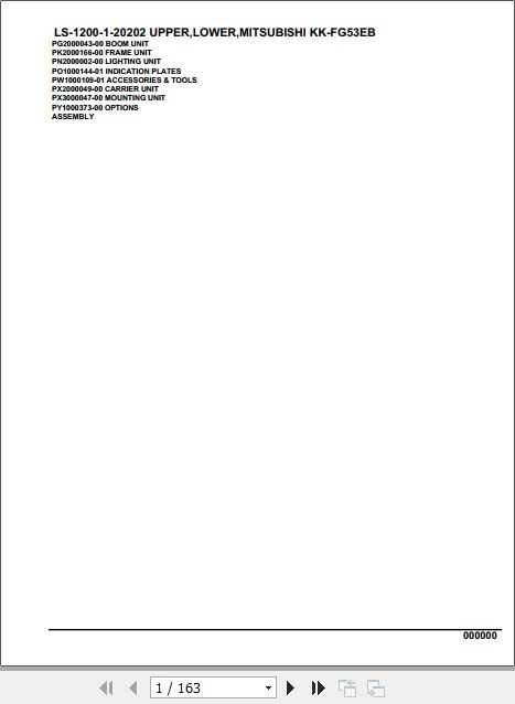 Tadano Crane LS 1200 1 20202 Upper Lower Mitsubishi KK FG53EB Parts Catalog 1