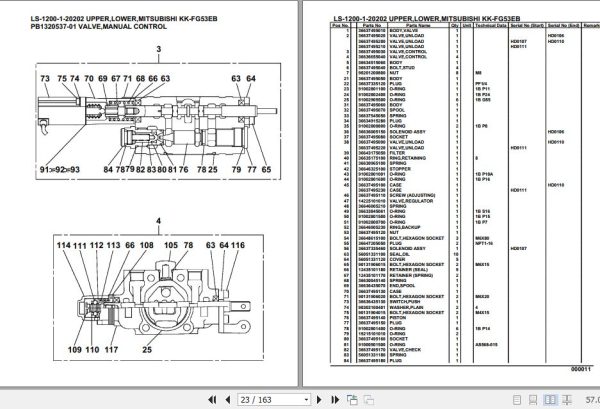 Tadano Crane LS 1200 1 20202 Upper Lower Mitsubishi KK FG53EB Parts Catalog 2