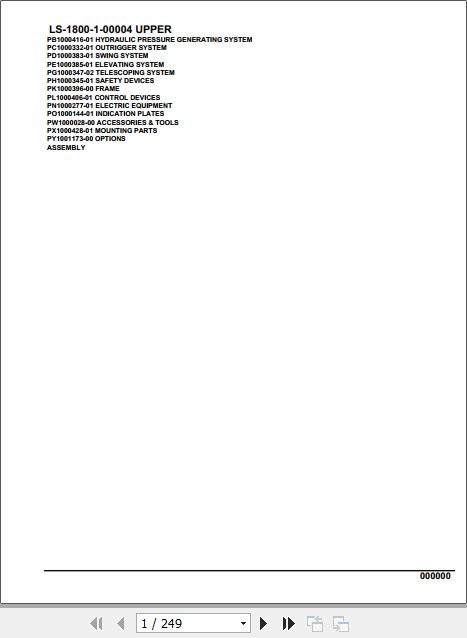 Tadano Crane LS 1800 1 00004 Upper Parts Catalog 1
