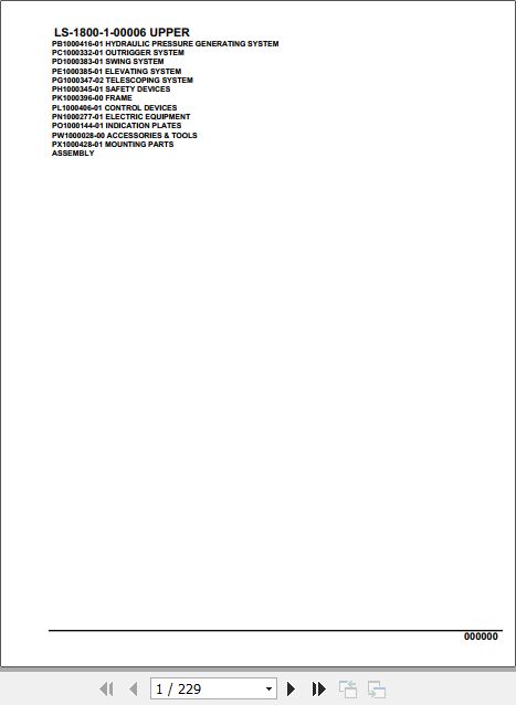 Tadano Crane LS 1800 1 00006 Upper Parts Catalog 1