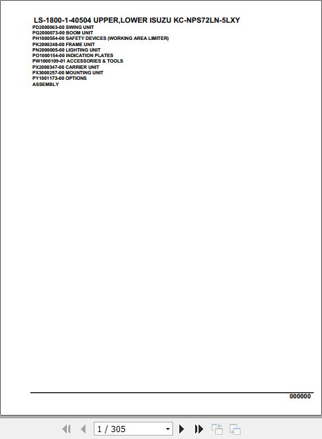 Tadano Crane LS 1800 1 40504 Upper Lower Isuzu KC NPS72LN 5LXY Parts Catalog 1