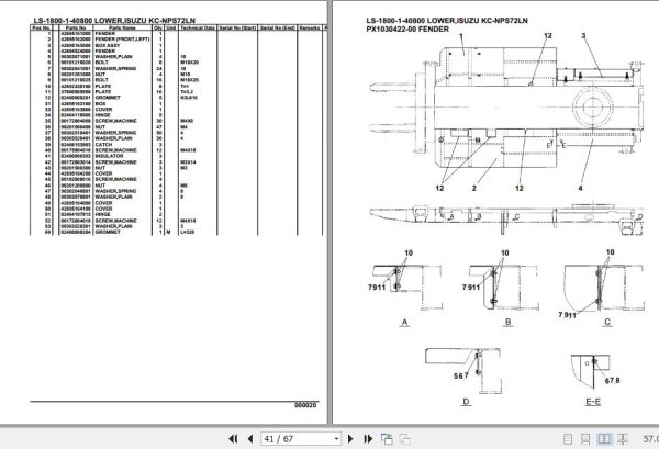 Tadano Crane LS 1800 1 40800 Lower Isuzu KC NPS72LN Parts Catalog 2