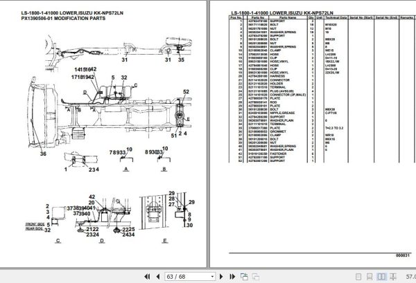 Tadano Crane LS 1800 1 41000 Lower Isuzu KK NPS72LN Parts Catalog 2