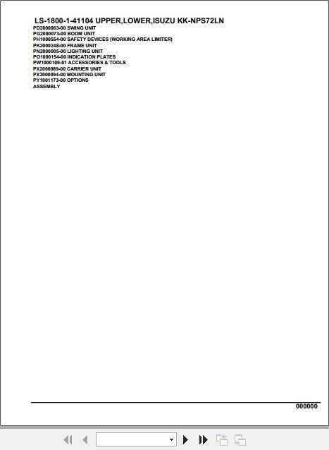 Tadano Crane LS 1800 1 41104 Upper Lower Isuzu KK NPS72LN Parts Catalog 1