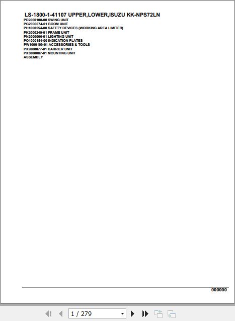 Tadano Crane LS 1800 1 41107 Upper Lower Isuzu KK NPS72LN Parts Catalog 1