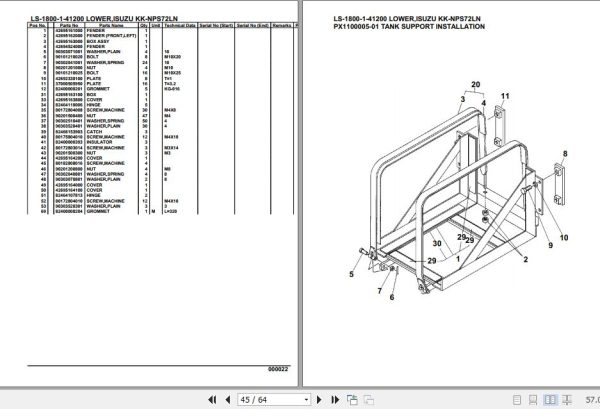 Tadano Crane LS 1800 1 41200 Lower Isuzu KK NPS72LN Parts Catalog 2