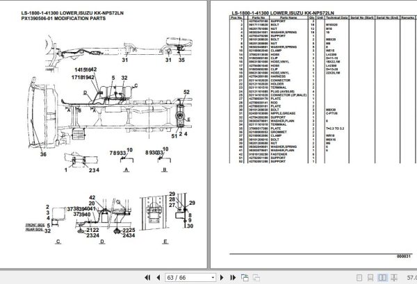 Tadano Crane LS 1800 1 41300 Lower Isuzu KK NPS72LN Parts Catalog 2