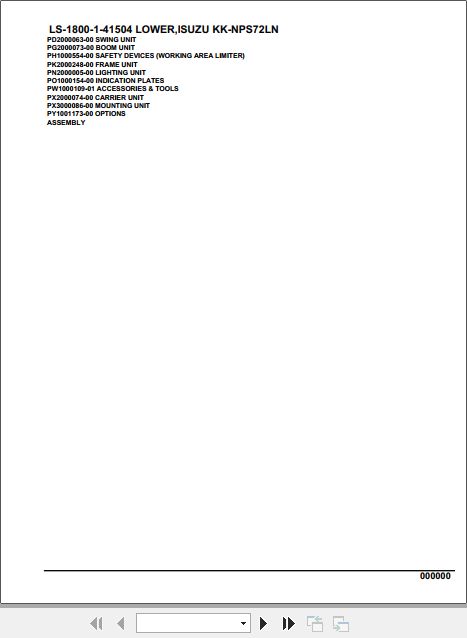 Tadano Crane LS 1800 1 41504 Lower Isuzu KK NPS72LN Parts Catalog 1