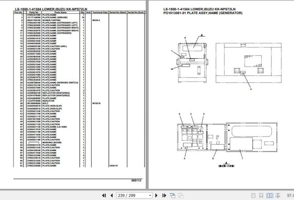 Tadano Crane LS 1800 1 41504 Lower Isuzu KK NPS72LN Parts Catalog 2