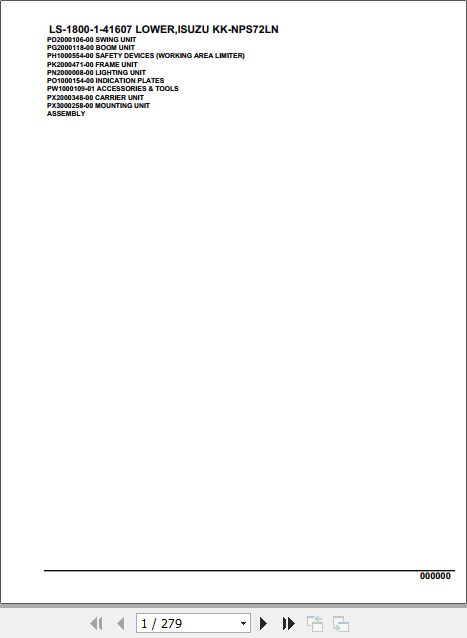 Tadano Crane LS 1800 1 41607 Lower Isuzu KK NPS72LN Parts Catalog 1