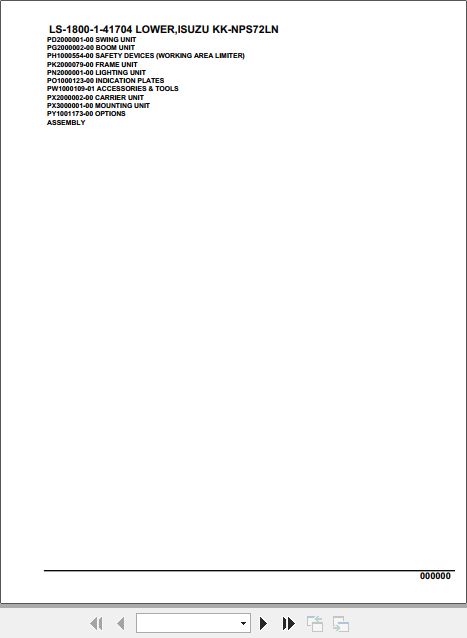Tadano Crane LS 1800 1 41704 Lower Isuzu KK NPS72LN Parts Catalog 1