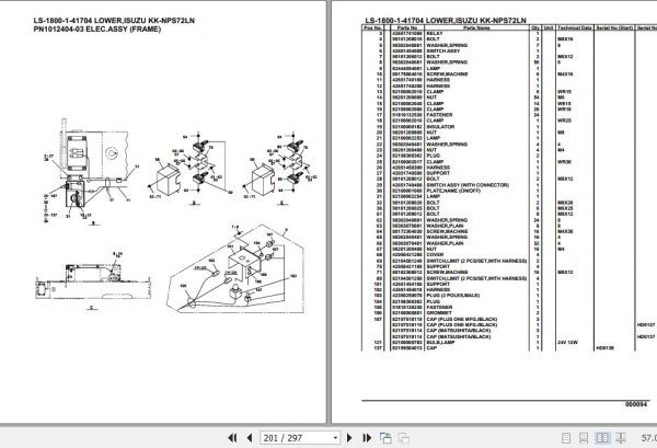 Tadano Crane LS 1800 1 41704 Lower Isuzu KK NPS72LN Parts Catalog 2