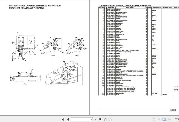 Tadano Crane LS-1800-1 42004 Upper Lower Isuzu KR-NPS72LN Parts Catalog
