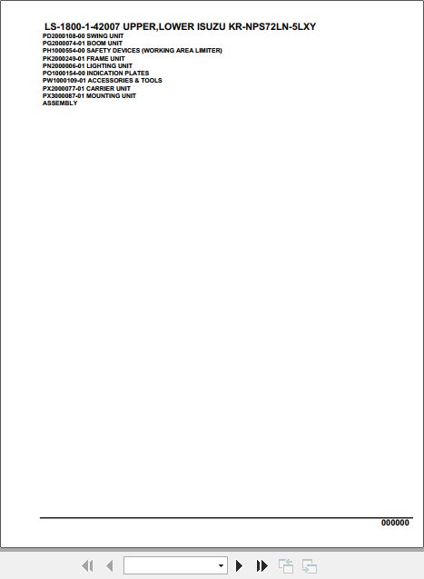 Tadano Crane LS 1800 1 42007 Upper Lower Isuzu KR NPS72LN 5LXY Parts Catalog 1