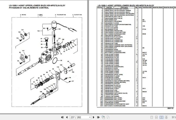Tadano Crane LS 1800 1 42007 Upper Lower Isuzu KR NPS72LN 5LXY Parts Catalog 2