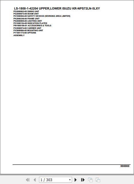 Tadano Crane LS 1800 1 42204 Upper Lower Isuzu KR NPS72LN 5LXY Parts Catalog 1