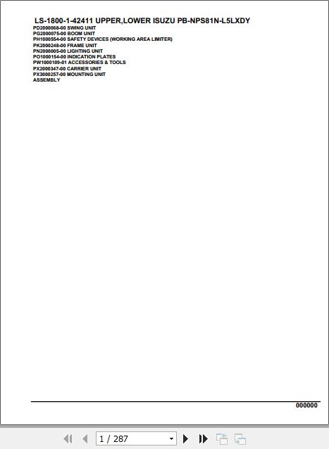 Tadano Crane LS 1800 1 42411 Upper Lower Isuzu PB NPS81N L5LXDY Parts Catalog 1
