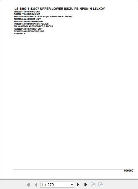 Tadano Crane LS 1800 1 43007 Upper Lower Isuzu PB NPS81N L5LXDY Parts Catalog 1