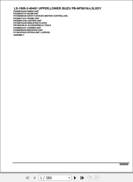 Tadano Crane LS 1800 2 40401 Upper Lower Isuzu PB NPS81N L5LXDY Parts Catalog 1