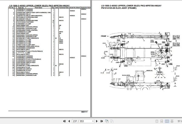 Tadano Crane LS 1800 2 40503 Upper Lower Isuzu PKG NPR75N HN5AY Parts Catalog 2