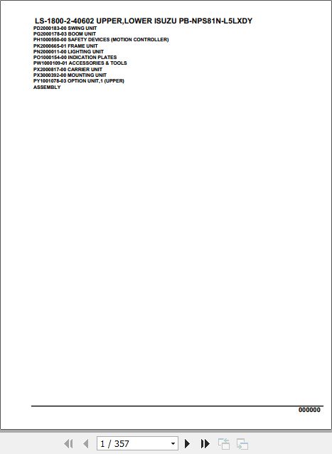 Tadano Crane LS 1800 2 40602 Upper Lower Isuzu PB NPS81N L5LXDY Parts Catalog 1