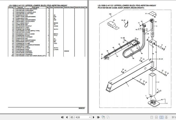 Tadano Crane LS 1800 2 41121 Upper Lower Isuzu PDG NPR75N HN5AY Parts Catalog 2