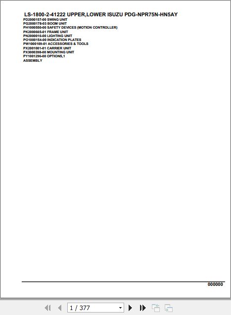 Tadano Crane LS 1800 2 41222 Upper Lower Isuzu PDG NPR75N HN5AY Parts Catalog 1