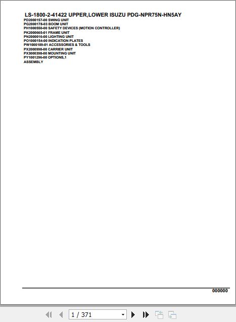 Tadano Crane LS 1800 2 41422 Upper Lower Isuzu PDG NPR75N HN5AY Parts Catalog 1