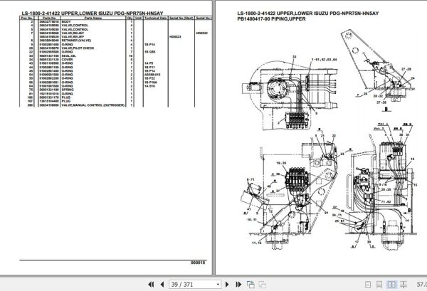 Tadano Crane LS 1800 2 41422 Upper Lower Isuzu PDG NPR75N HN5AY Parts Catalog 2