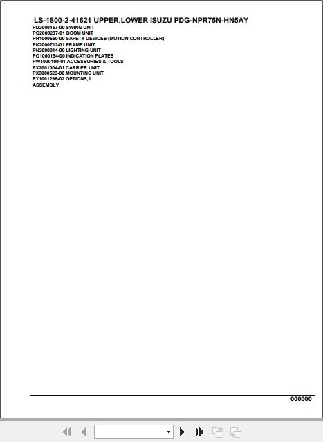 Tadano Crane LS 1800 2 41621 Upper Lower Isuzu PDG NPR75N HN5AY Parts Catalog 1
