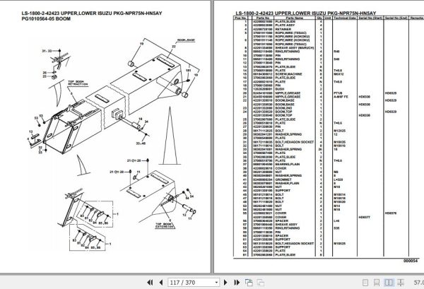 Tadano Crane LS 1800 2 42423 Upper Lower Isuzu PKG NPR75N HN5AY Parts Catalog 2