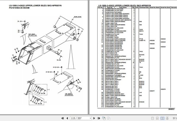 Tadano Crane LS 1800 2 42622 Upper Lower Isuzu SKG NPR85YN Parts Catalog 2