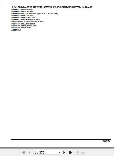 Tadano Crane LS 1800 2 42921 Upper Lower Isuzu SKG NPR85YN HN5AY D Parts Catalog 1
