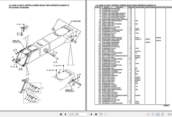 Tadano Crane LS 1800 2 43521 Upper Lower Isuzu SKG NPR85YN HN5AY D Parts Catalog 2