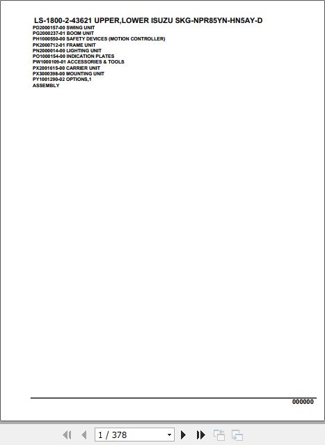 Tadano Crane LS 1800 2 43621 Upper Lower Isuzu SKG NPR85YN HN5AY D Parts Catalog 1