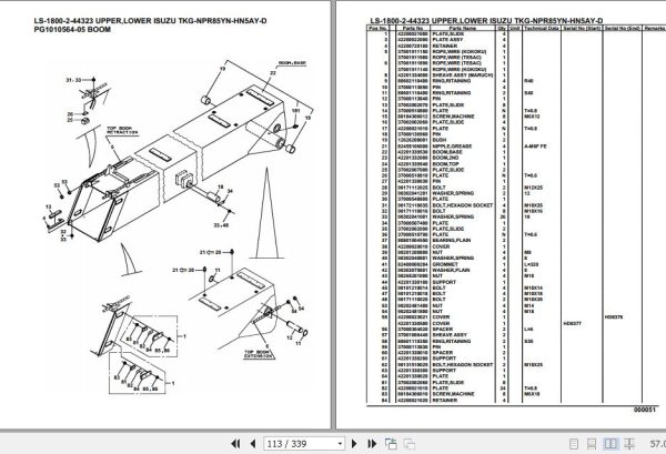 Tadano Crane LS 1800 2 44323 Upper Lower Isuzu TKG NPR85YN HN5AY D Parts Catalog 2