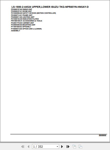 Tadano Crane LS 1800 2 44524 Upper Lower Isuzu TKG NPR85YN HN5AY D Parts Catalog 1