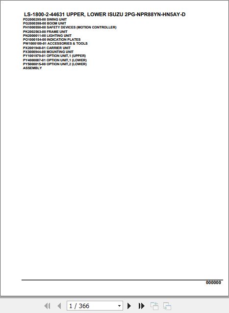 Tadano Crane LS 1800 2 44631 Upper Lower Isuzu 2PG NPR88YN HN5AY D Parts Catalog 1