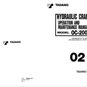 Tadano Crane OC 200E Operation Manual OC 200E 1 O 02 2000 1