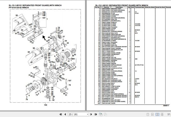 Tadano Crane SL 15 1 00101 Separated Front Guard With Winch Parts Catalog 2
