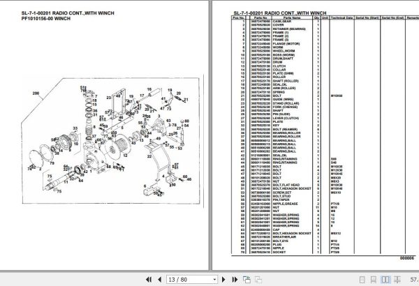 Tadano Crane SL 7 1 00201 Radio Cont With Winch Parts Catalog 2