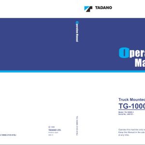 Tadano Crane TG 1000E 3 Operation Manual TG 1000E 31 O 01EJ 1998 EN JP 1