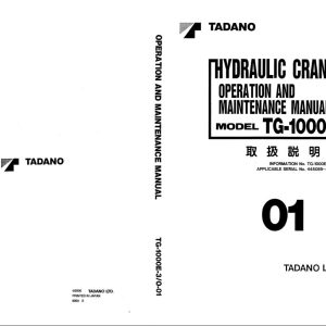 Tadano Crane TG 1000E 3 Operation Manual TG 1000E 3 O 01 2000 EN JP 1