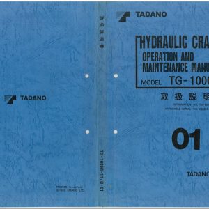 Tadano Crane TG 1000R 1 Operation Manual TG 1000R 11 O 01 1992 JP 1