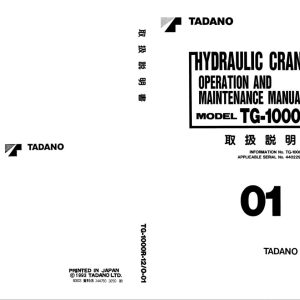 Tadano Crane TG 1000R 1 Operation Manual TG 1000R 12 O 01 1993 JP 1