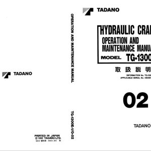 Tadano Crane TG 1300E 1 Operation Manual TG 1300E 1 O 02 1992 EN JP 1