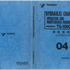 Tadano Crane TG 1500E 1 Operation Manual TG 1500E 1 O 03 1993 EN JP 1